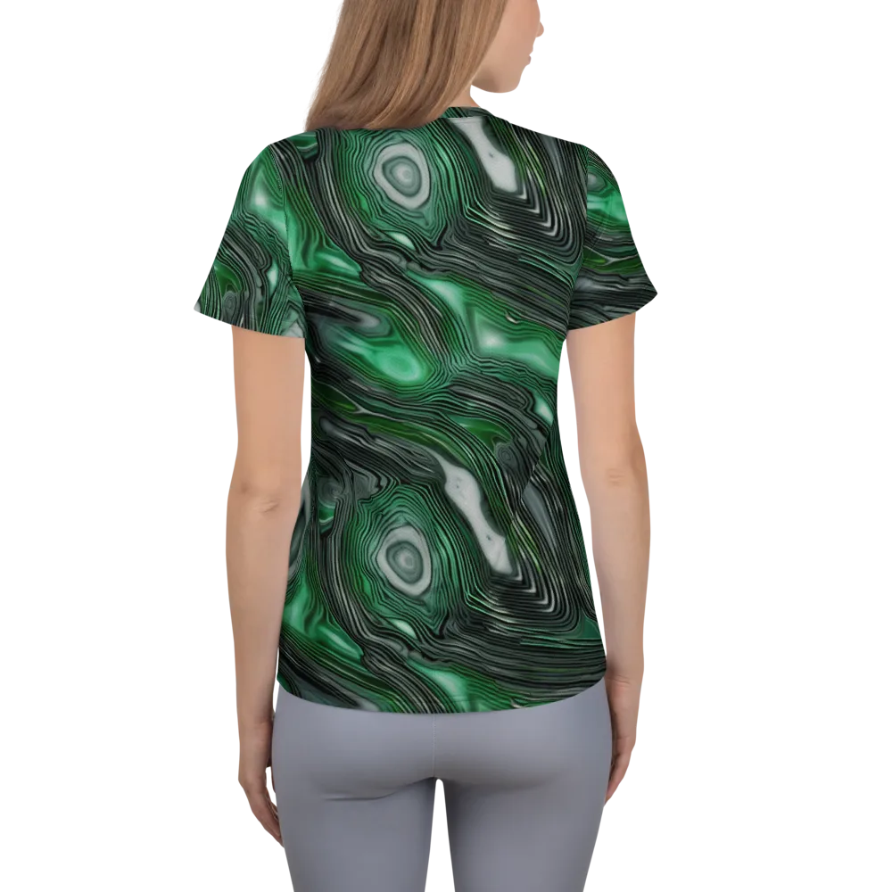 Malachite Current on Women's Athletic T-Shirt — Back