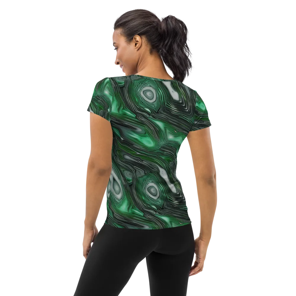 Malachite Current on Women's Athletic T-Shirt — Back