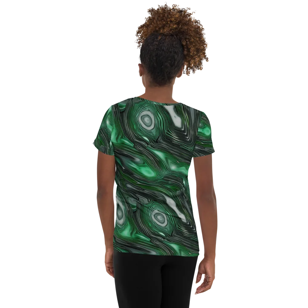 Malachite Current on Women's Athletic T-Shirt — Back