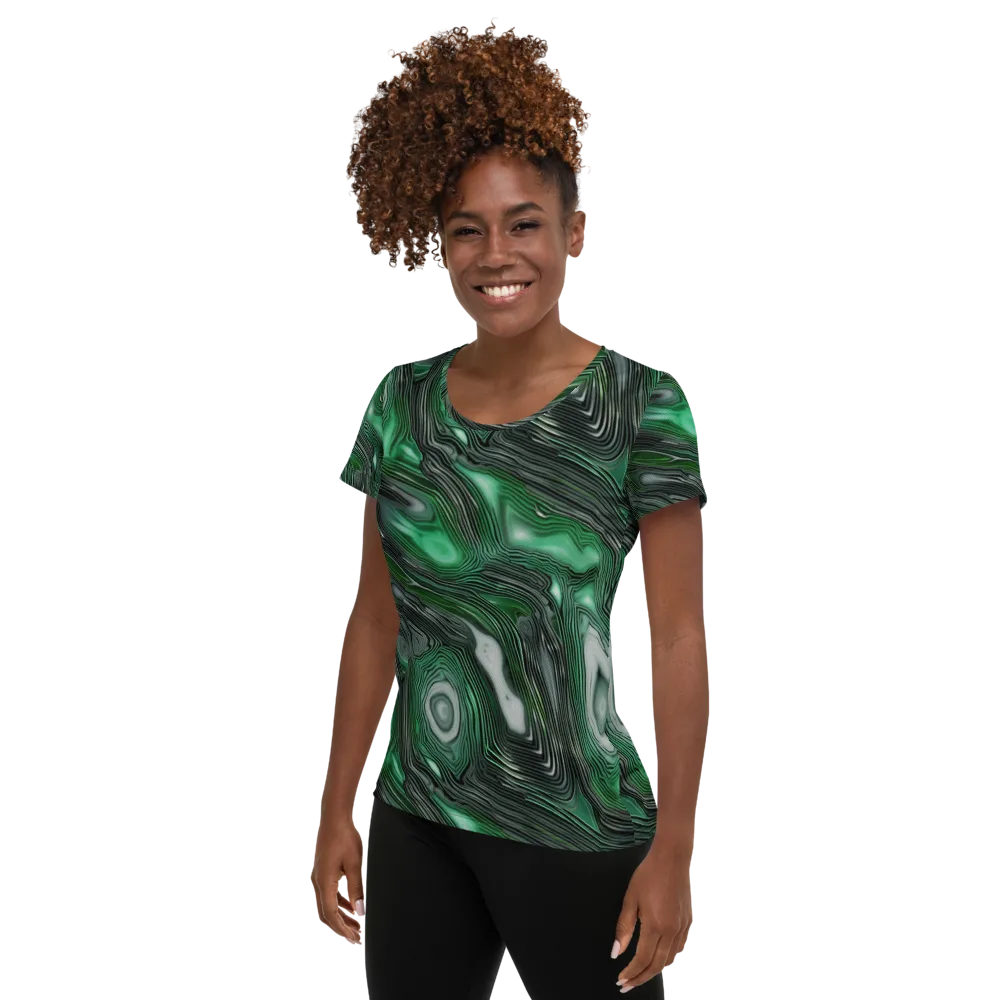 Malachite Current on Women's Athletic T-Shirt — Left