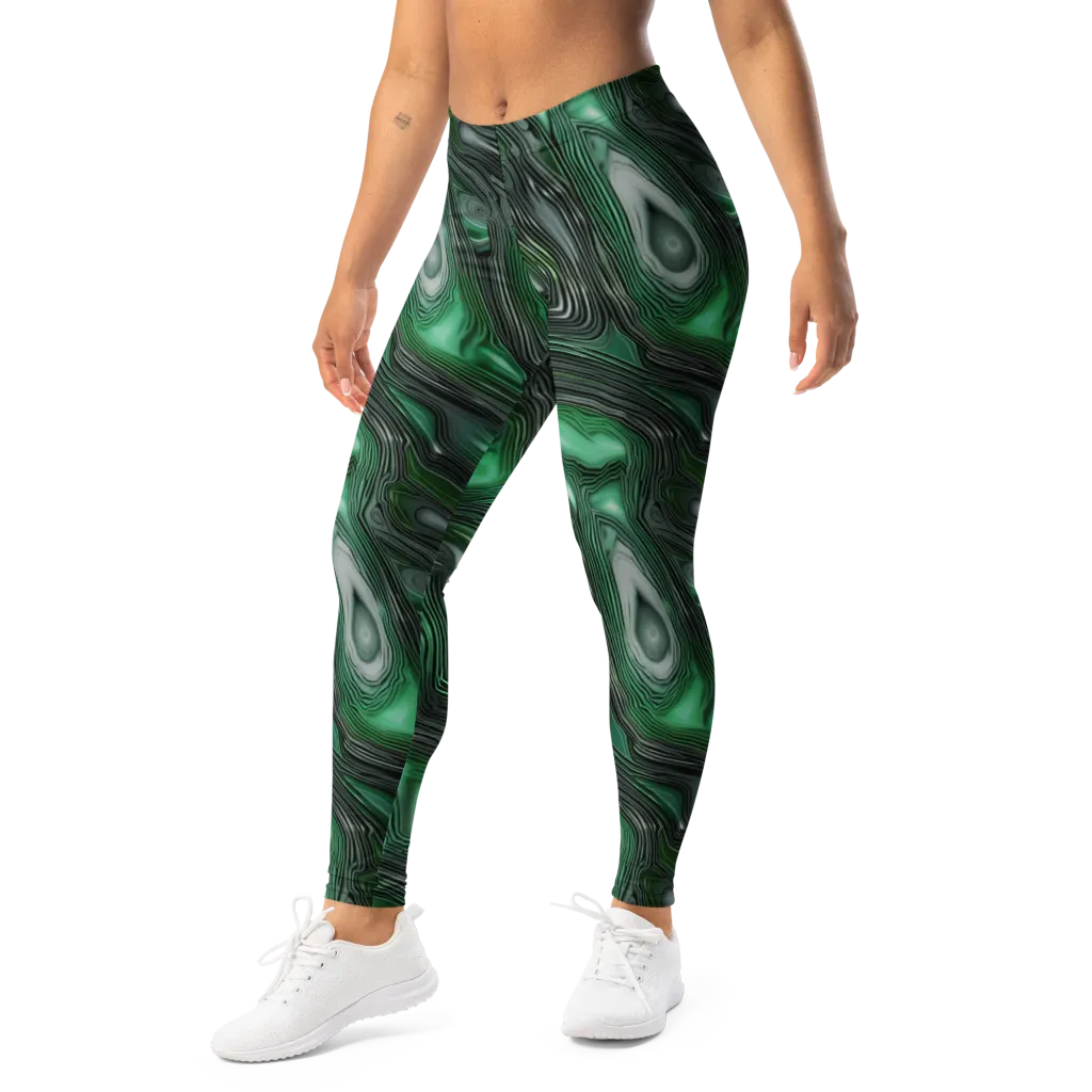 Malachite Current on Leggings — Left Front