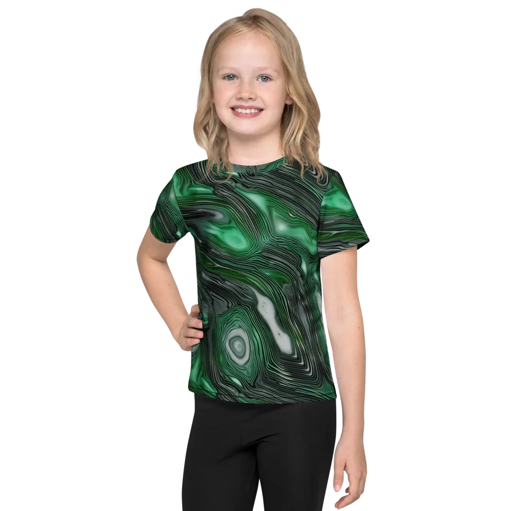Malachite Current on Kids Crew Neck T-Shirt — Front