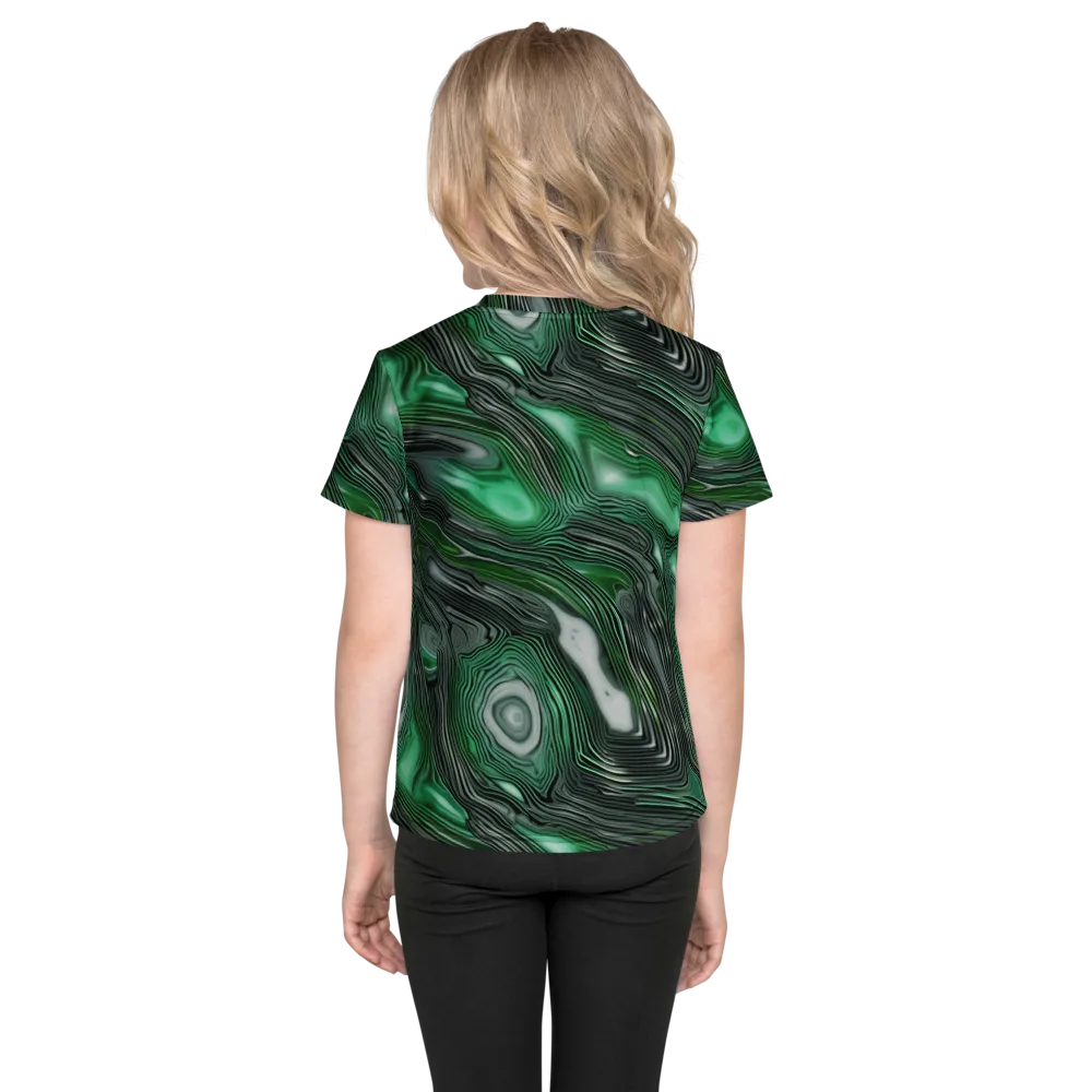 Malachite Current on Kids Crew Neck T-Shirt — Back