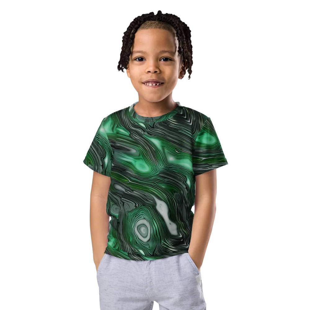 Malachite Current on Kids Crew Neck T-Shirt — Front
