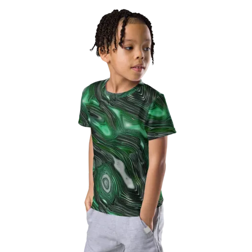 Malachite Current on a Kids Crew Neck T-Shirt