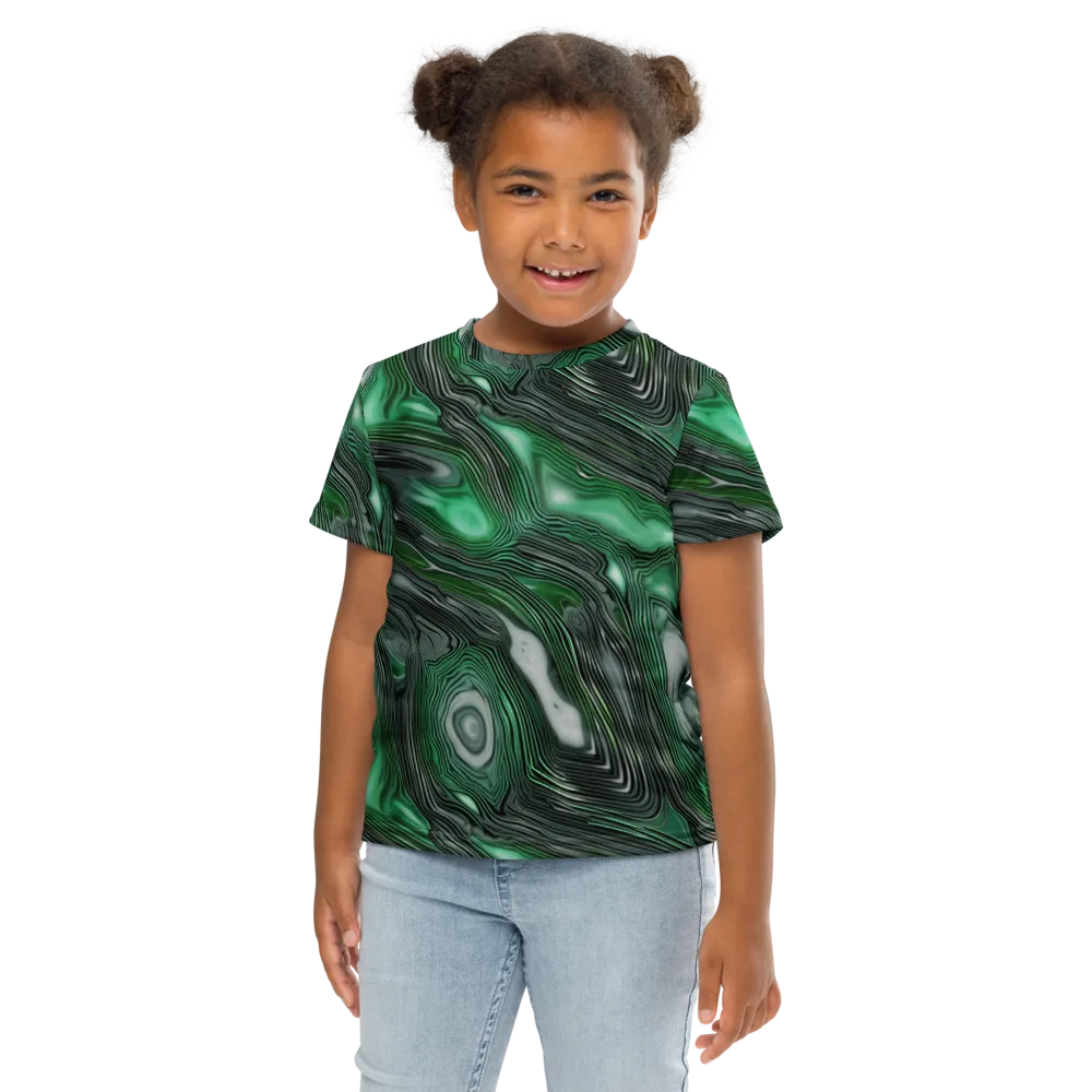 Malachite Current on Kids Crew Neck T-Shirt — Front