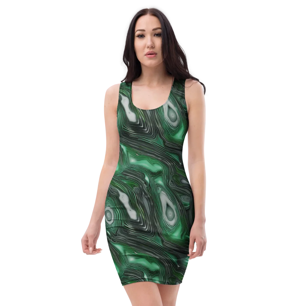 Malachite Current on Bodycon Dress — Front