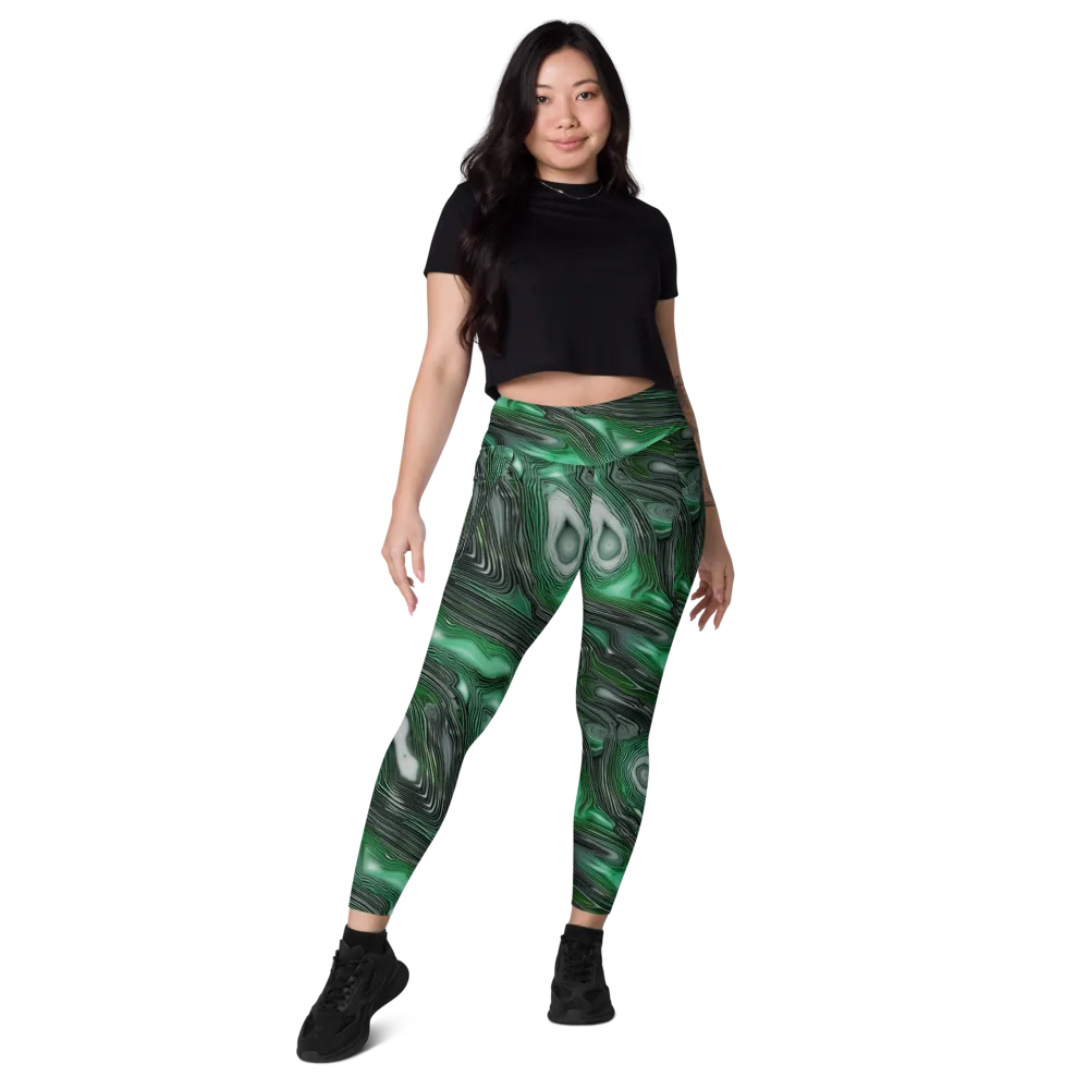 Malachite Current on Leggings with Pockets — Front