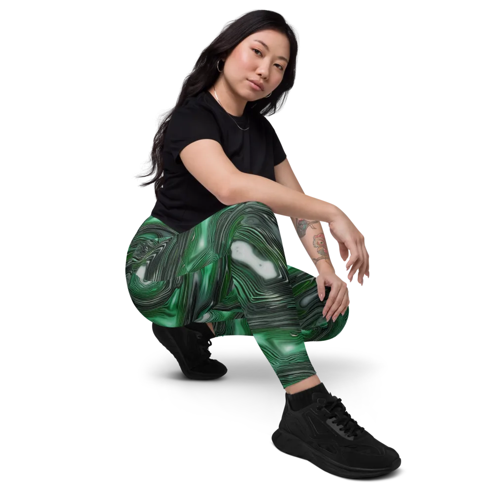 Malachite Current on Leggings with Pockets — Right Front