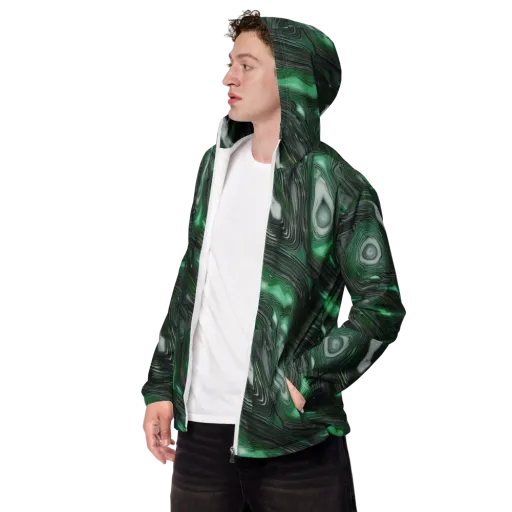 Malachite Current on a Men's Windbreaker