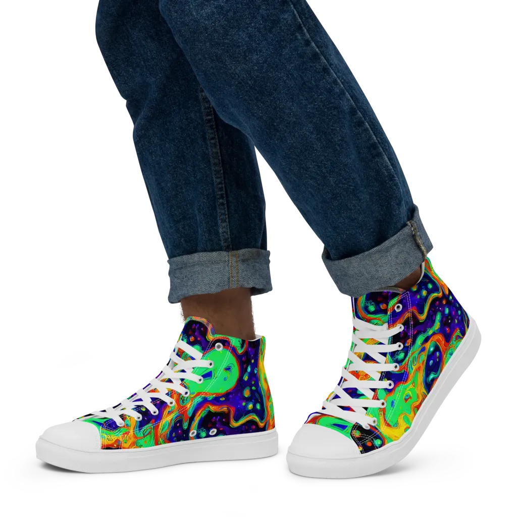 Deep Space Melt on Men's High Top Canvas Shoes — Left
