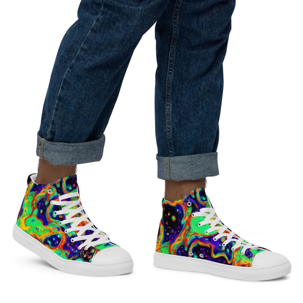 Deep Space Melt on Men's High Top Canvas Shoes — Right