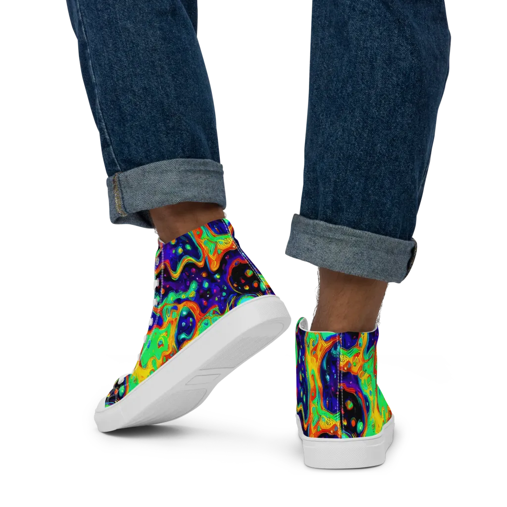 Deep Space Melt on Men's High Top Canvas Shoes — Back