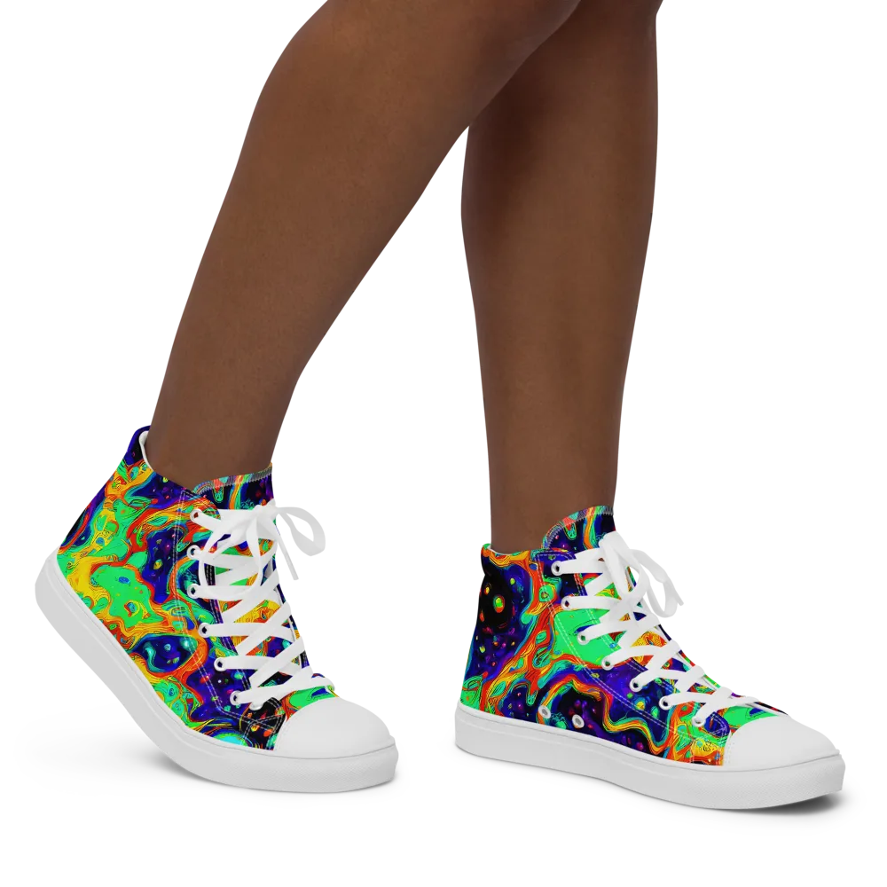 Deep Space Melt on Women's High Top Canvas Shoes — Right