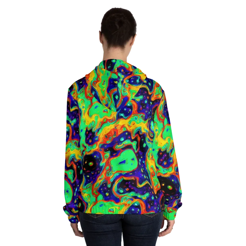 Deep Space Melt on Women's Full-Zip Hoodie — Back On Person