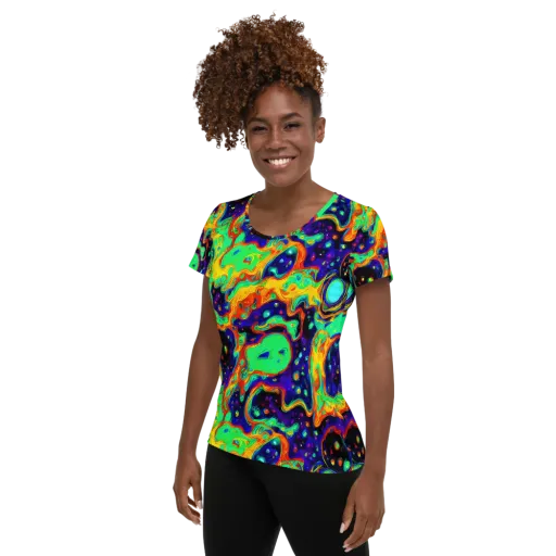 Deep Space Melt on a Women's Athletic T-Shirt