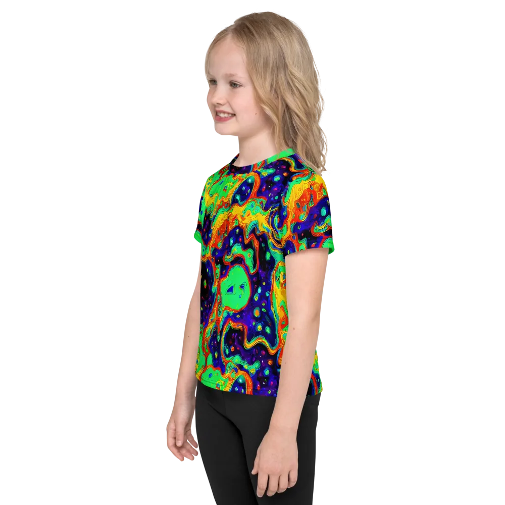 Deep Space Melt on Kids Crew Neck T-Shirt — Left
