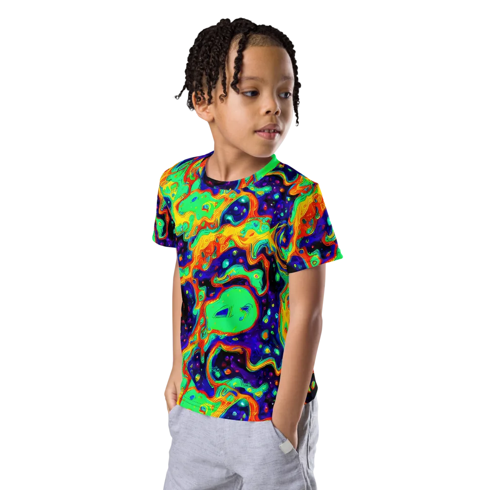 Deep Space Melt on Kids Crew Neck T-Shirt — Left Front