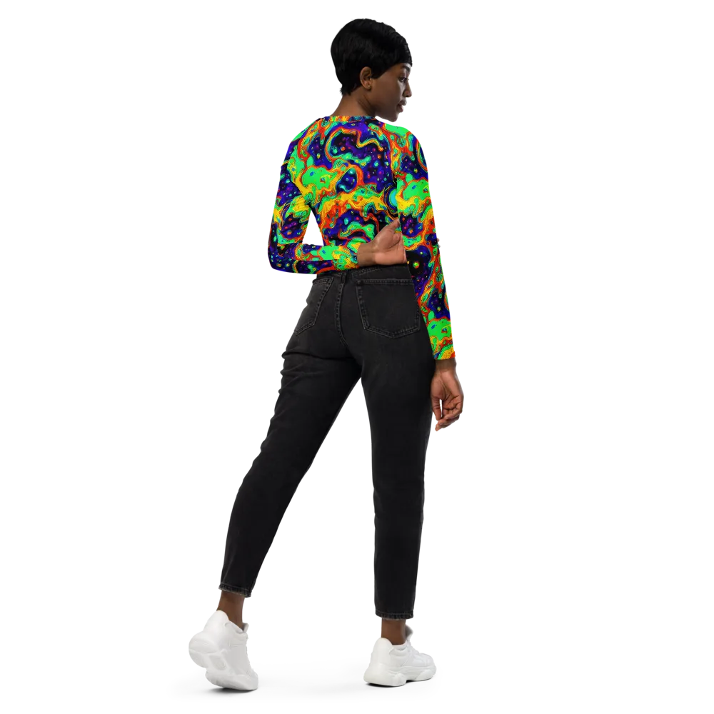 Deep Space Melt on Long Sleeve Crop Top — Right Back