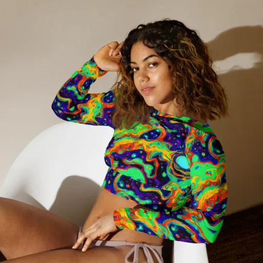 Deep Space Melt on a Long Sleeve Crop Top