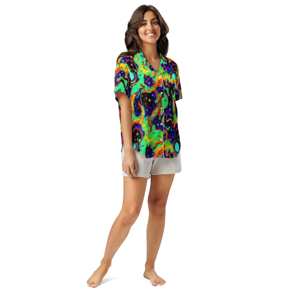 Deep Space Melt on Women's Short Sleeve Pajama Top — Front