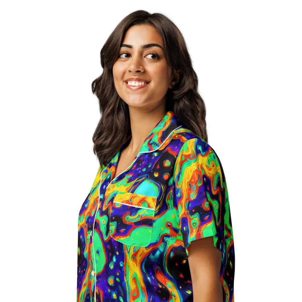 Deep Space Melt on Women's Short Sleeve Pajama Top — Left Front
