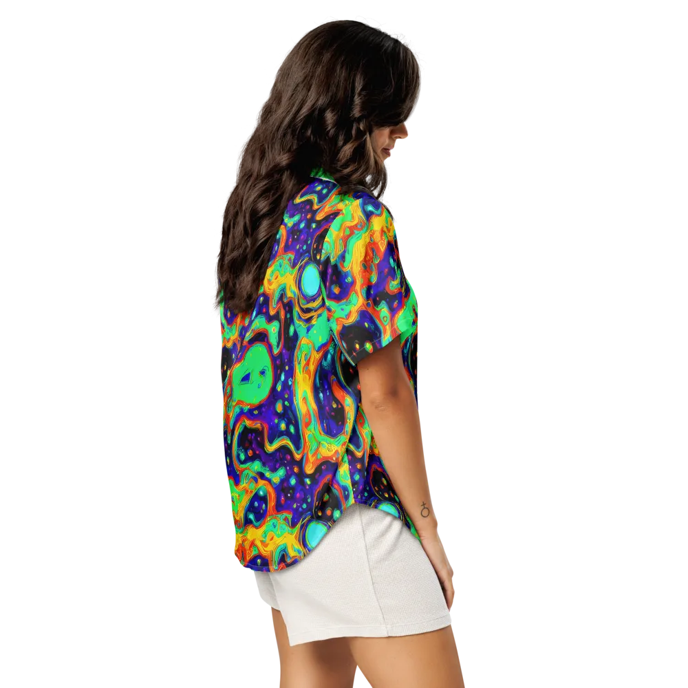 Deep Space Melt on Women's Short Sleeve Pajama Top — Right Back