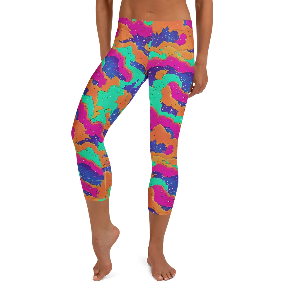 Arcade Ocean on Capri Leggings — Front