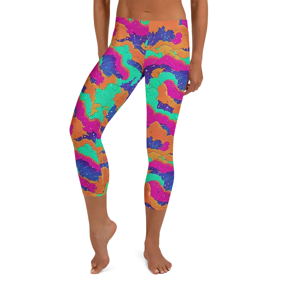 Arcade Ocean on Capri Leggings — Front