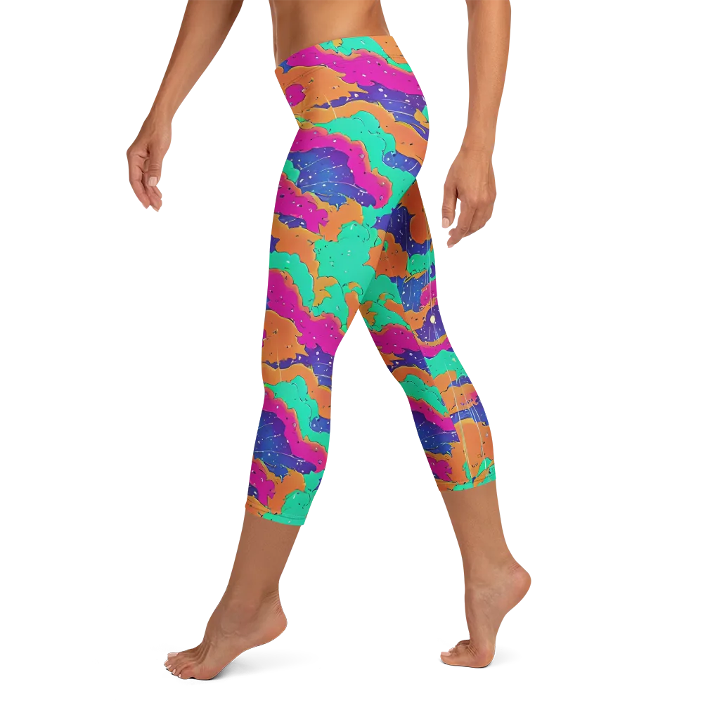 Arcade Ocean on Capri Leggings — Left