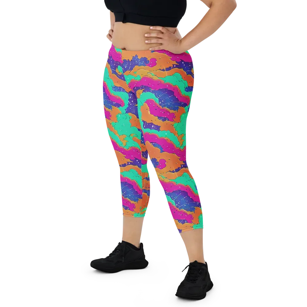 Arcade Ocean on Capri Leggings — Front