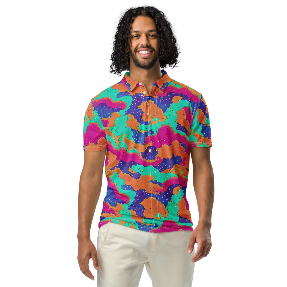 Arcade Ocean on Men's Slim Fit Polo Shirt — Front