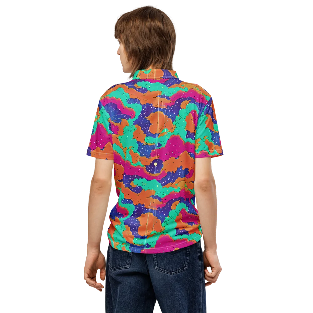 Arcade Ocean on Men's Slim Fit Polo Shirt — Back