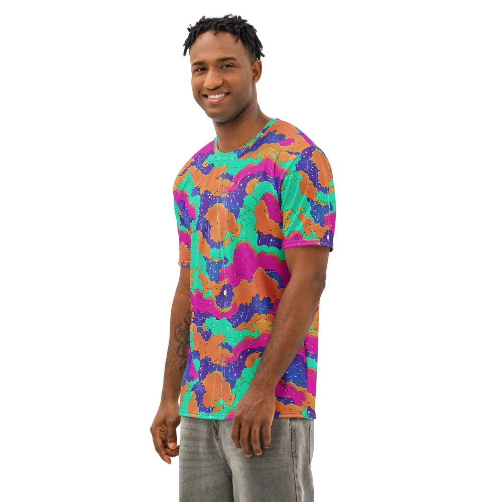 Arcade Ocean on Men's Cotton Crew Neck T-Shirt — Left Front
