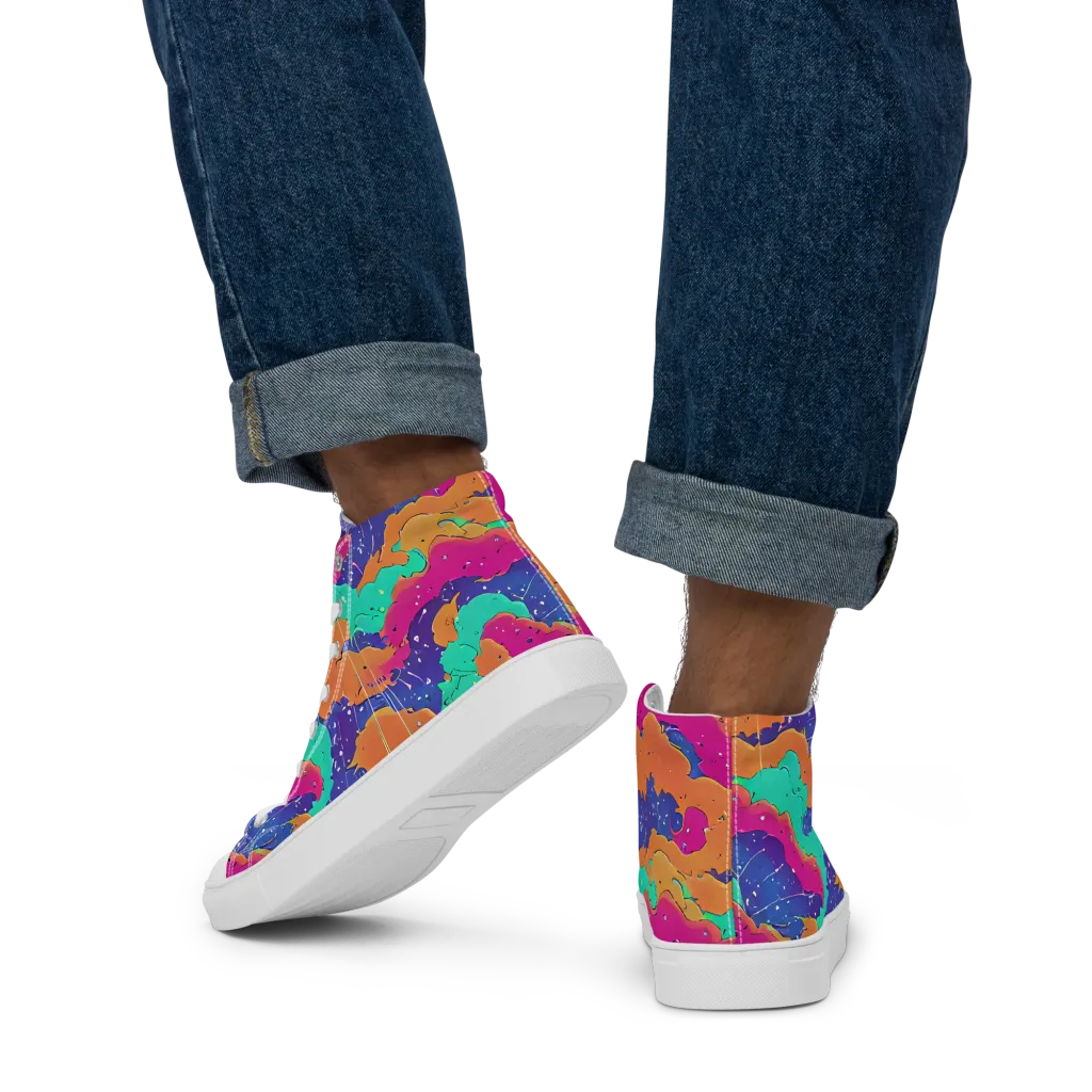 Arcade Ocean on Men's High Top Canvas Shoes — Back