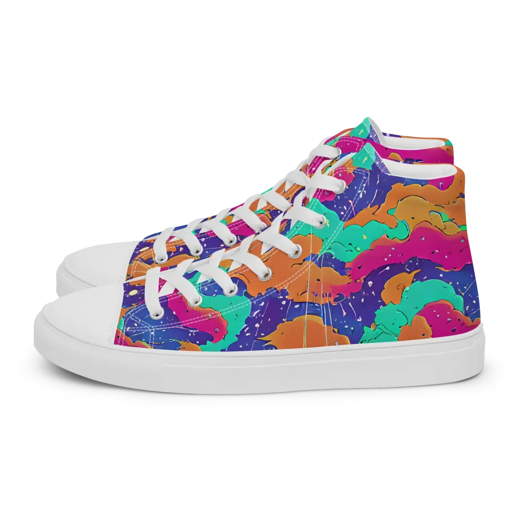 Arcade Ocean on Women's High Top Canvas Shoes — Left