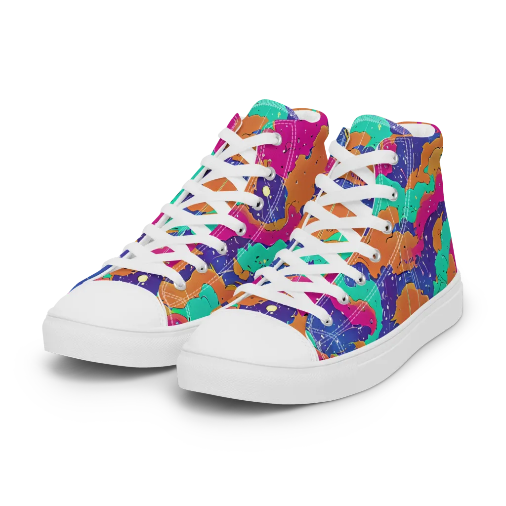 Arcade Ocean on Women's High Top Canvas Shoes — Left Front