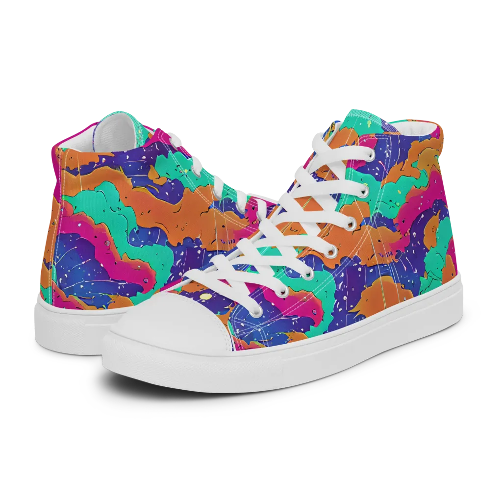 Arcade Ocean on Women's High Top Canvas Shoes — Left