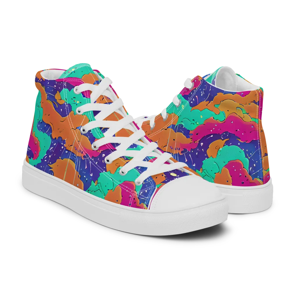 Arcade Ocean on Women's High Top Canvas Shoes — Right
