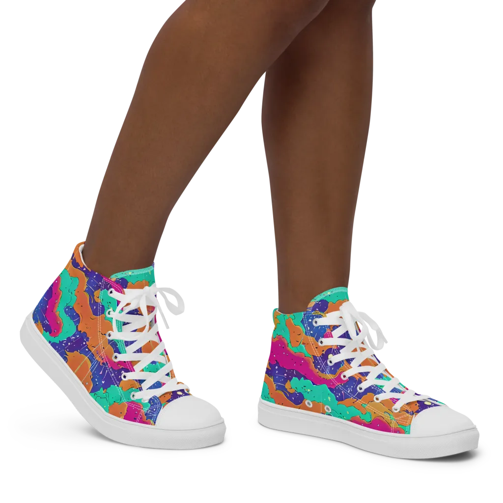 Arcade Ocean on Women's High Top Canvas Shoes — Right
