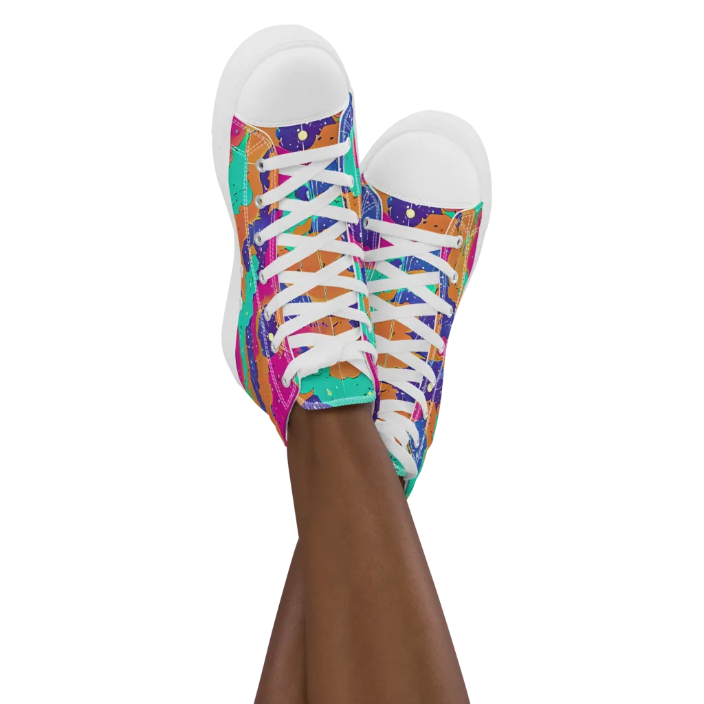 Arcade Ocean on Women's High Top Canvas Shoes — Front