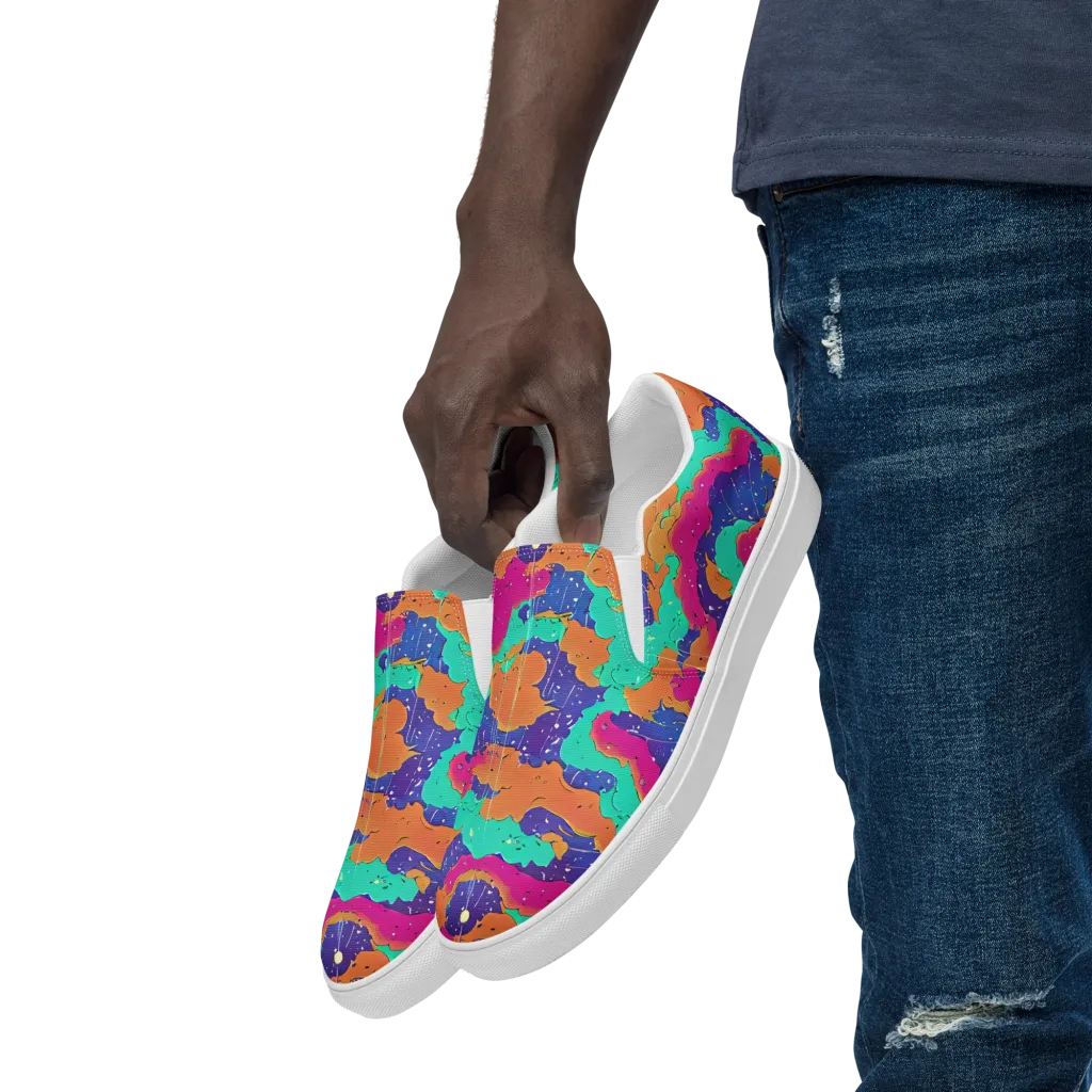 Arcade Ocean on Men's Slip-On Canvas Shoes — Left Front