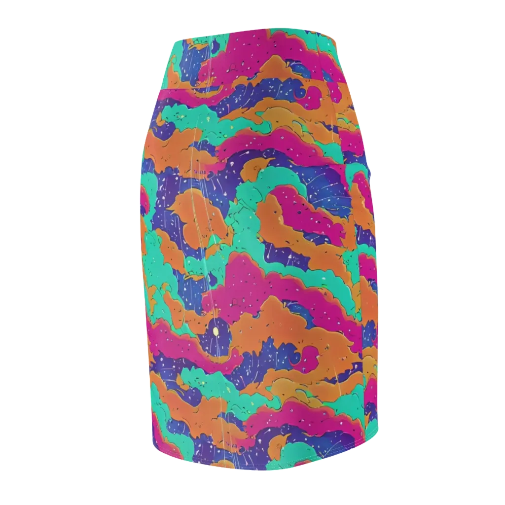 Arcade Ocean on Pencil Skirt — Back Side