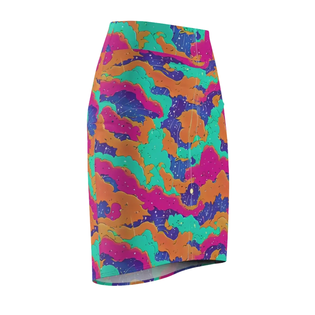 Arcade Ocean on Pencil Skirt — Front Side