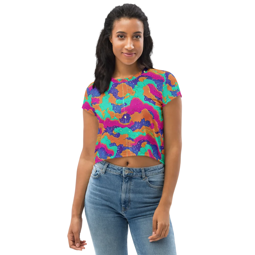 Arcade Ocean on Crop Tee — Front