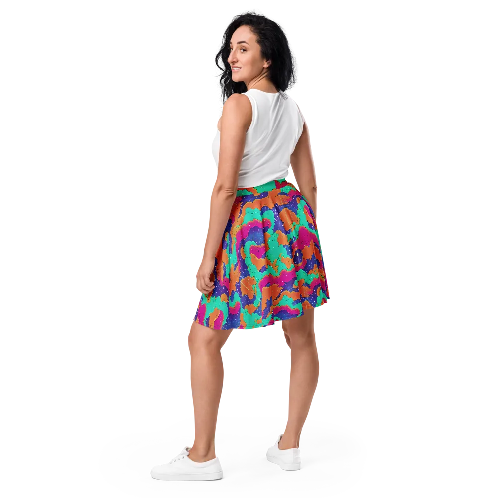 Arcade Ocean on Skater Skirt — Back