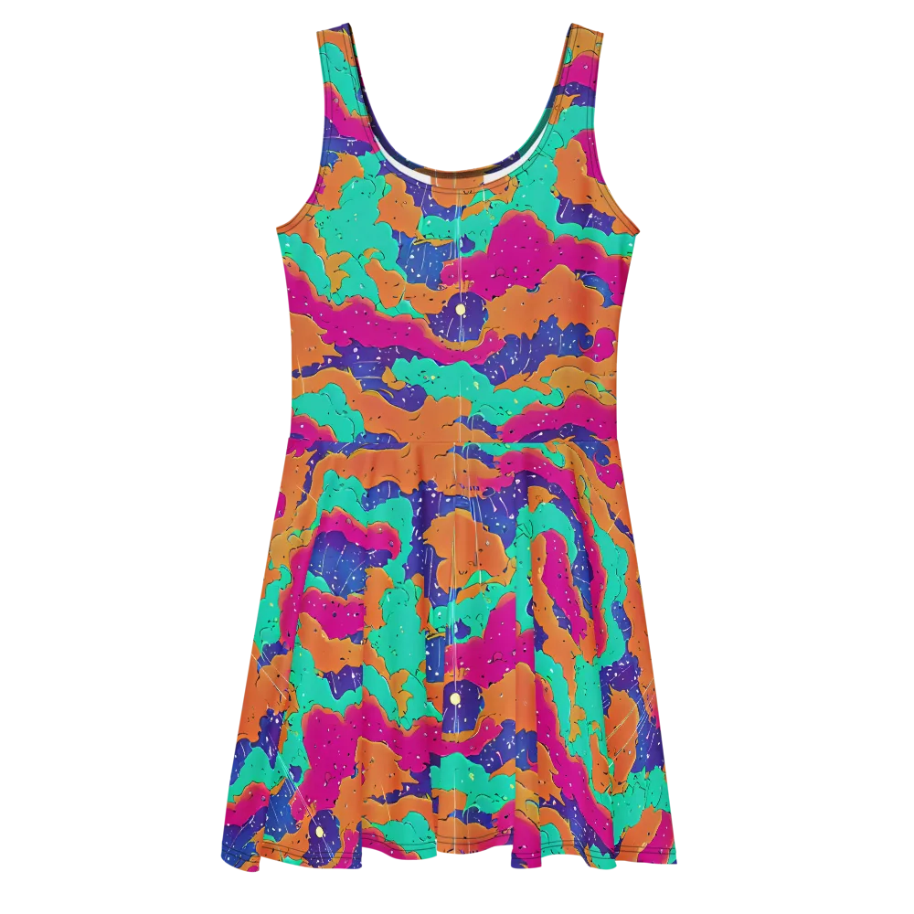 Arcade Ocean on Skater Dress — Front