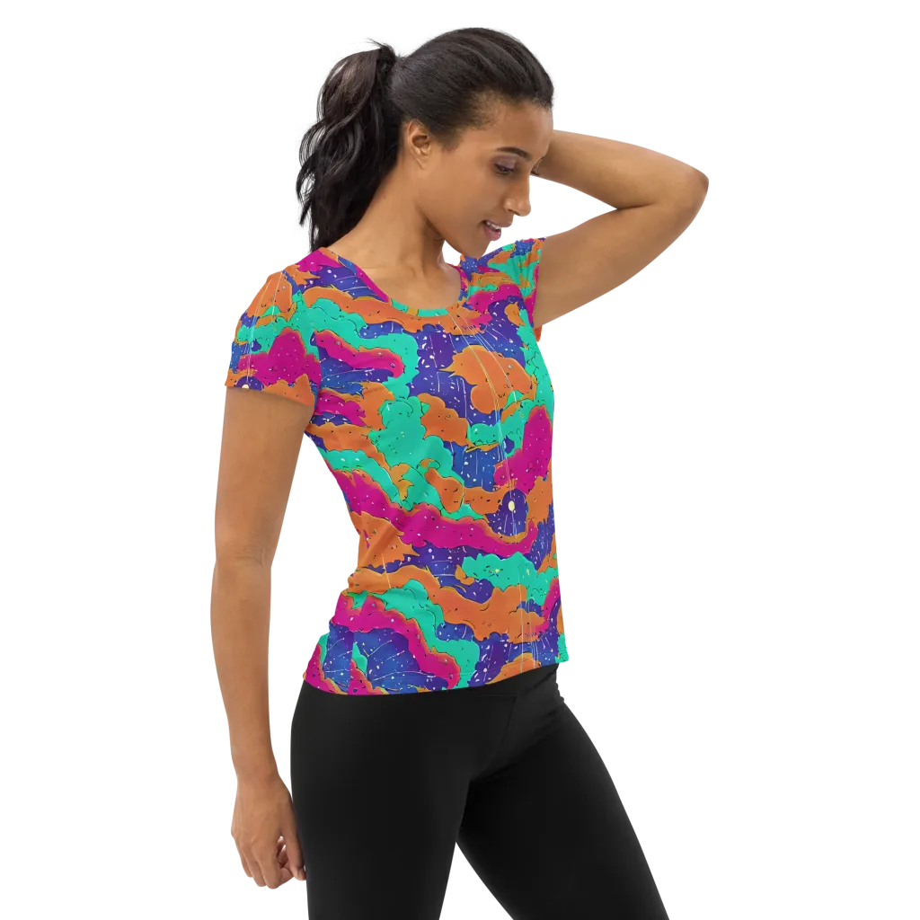 Arcade Ocean on Women's Athletic T-Shirt — Right