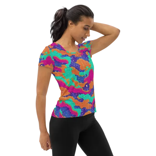 Arcade Ocean on a Women's Athletic T-Shirt