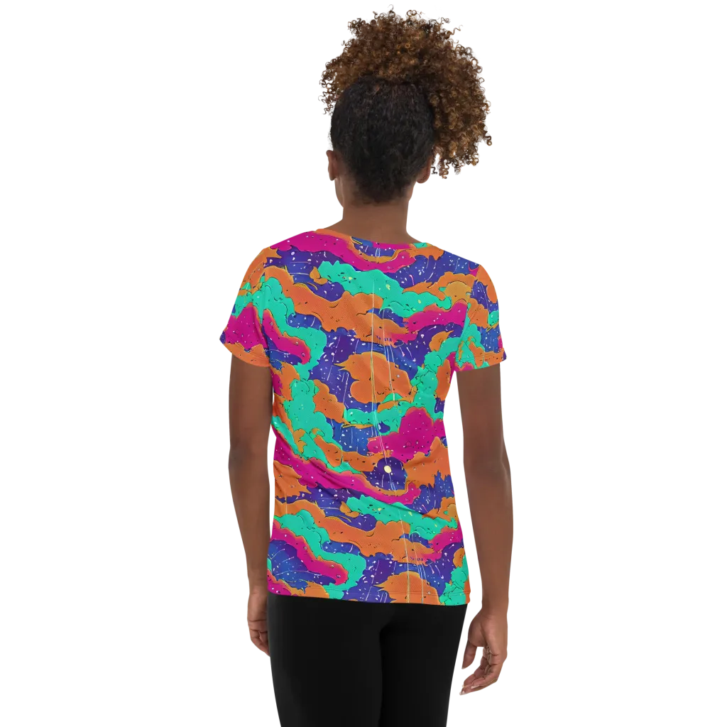 Arcade Ocean on Women's Athletic T-Shirt — Back
